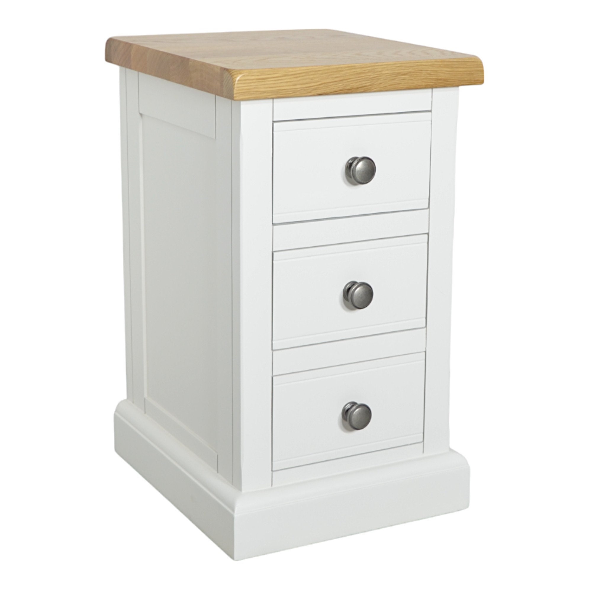 White bedside table with oak top discount