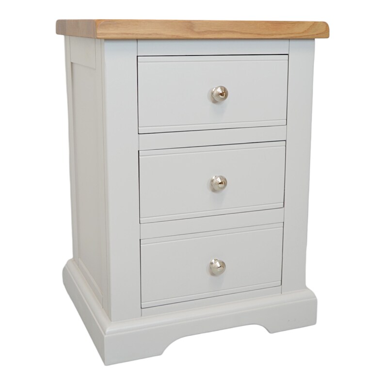 Set of 2 Bedside With Oak Top, Pair of Grey Large Painted