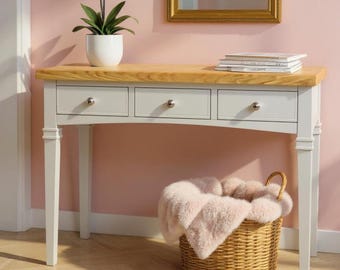 white and brown dressing table BYBLIGHT Helotes 39.4 in. White&Brown Makeup Vanity Desk with 5 Drawers,  Modern Dressing Table with Reversible Drawers(Only Desk) BB-RY0060XHY-VT