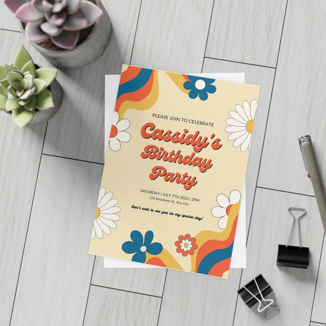 Editable 5x7 Groovy Party Invitation Template Etsy
