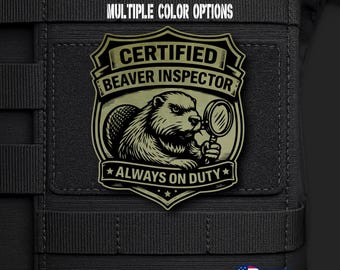 Parche grabado con láser de Inspector Certificado de Castores, con cierre de velcro, accesorio para equipo táctico.