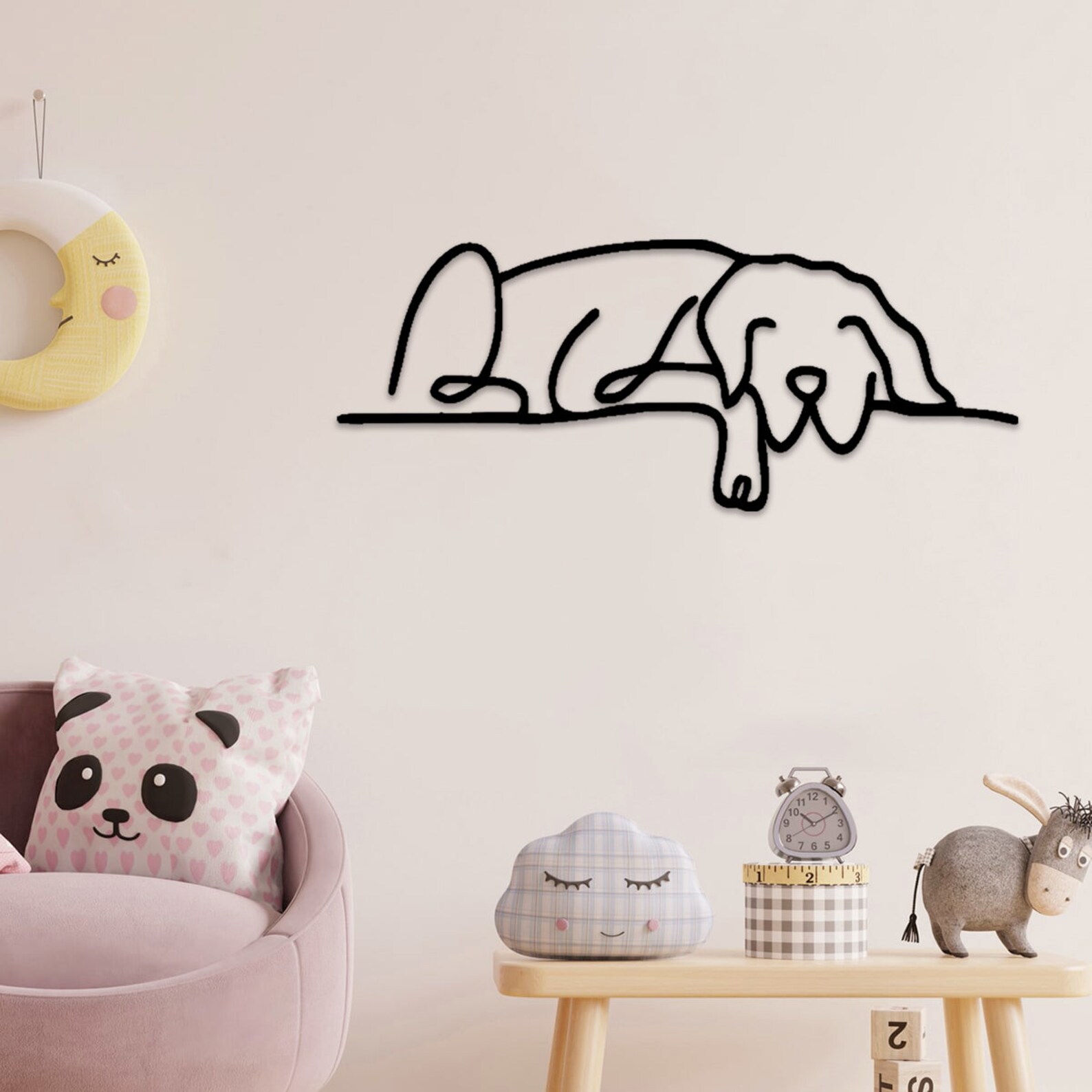 Metal Dog Wall Art Minimalist Line Art Home Wall Sign Metal Etsy