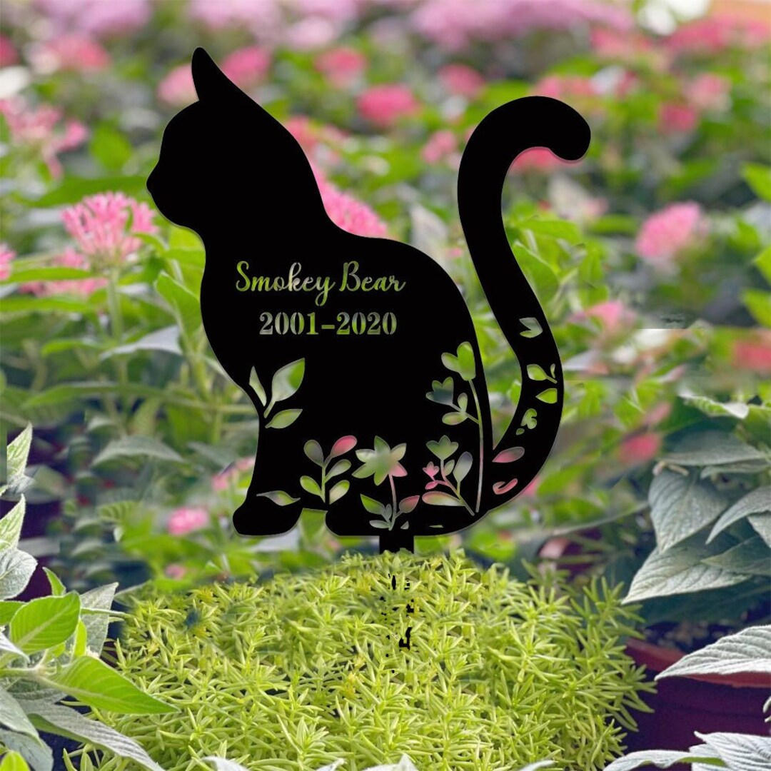 Metal Cat Memorial Stake, Custom Cat Name Date Memorial Stake, Garden