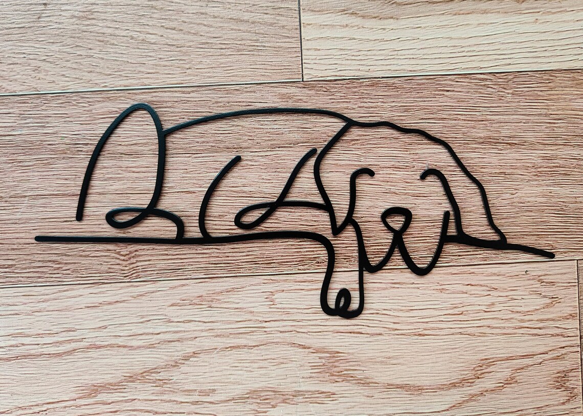 Metal Dog Wall Art Minimalist Line Art Home Wall Sign Metal Etsy