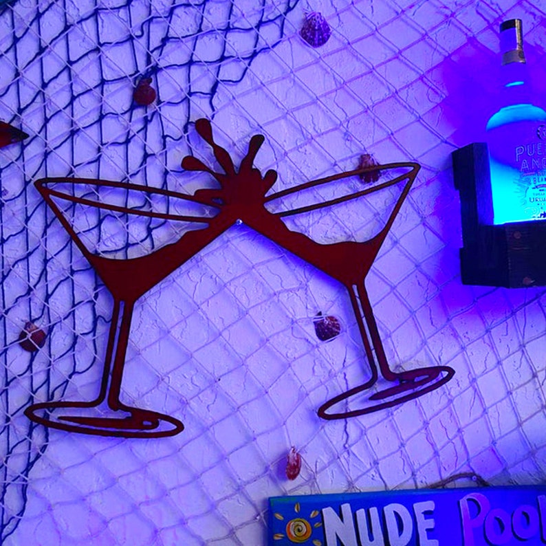 Metal Martini Glasses Wall Decor Bar Atmosphere Decoration Etsy