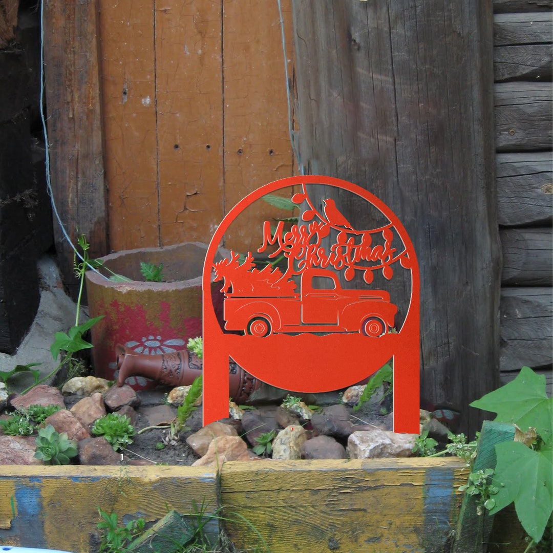 Metal Christmas Sign Outdoor Holiday Decor With Vintage Etsy