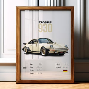 Porsche 930 Poster | Porsche Car Art | Car Enthusiast Wall Art