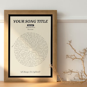 Custom Vinyl Lyrics Print, Personalised Music Poster, Customizable Music Gift, Choose Any Song, Music Gift, Music Wall Art, A1/A2/A3/A4