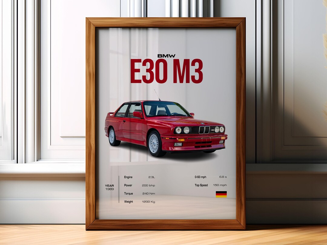 BMW E30 M3 Poster BMW E30 M3 Car Art Car Enthusiast Wall Art - Etsy ...