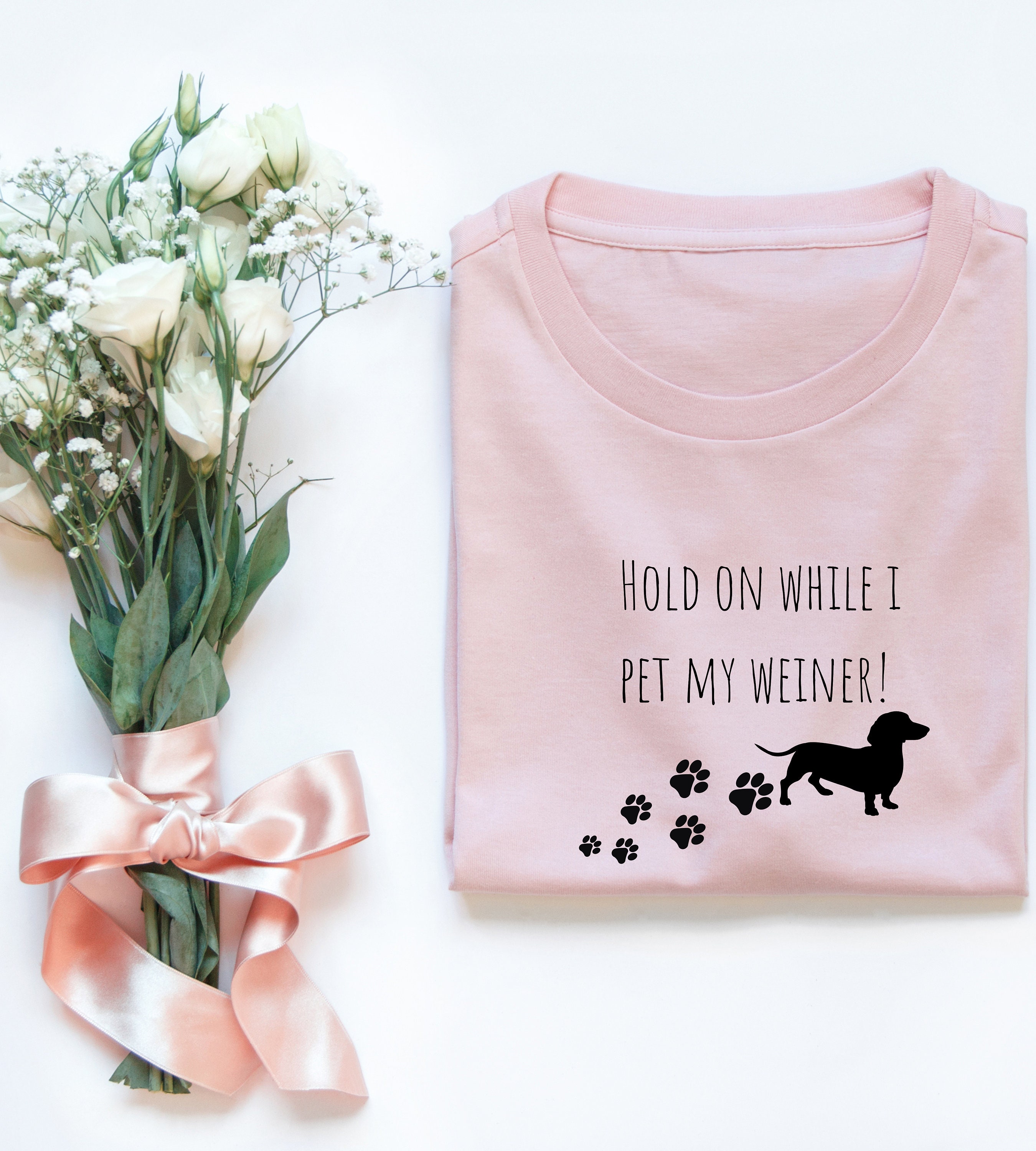 Weiner Dog Shirt Weiner Dog Jokes Hold on While I Pet My Weiner Shirt
