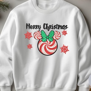 Broderad God Jul-tröja, Mimmi Pigg-tröja, Disney-tröja, Musse Pigg-tomten, Festkläder, Ful tröja