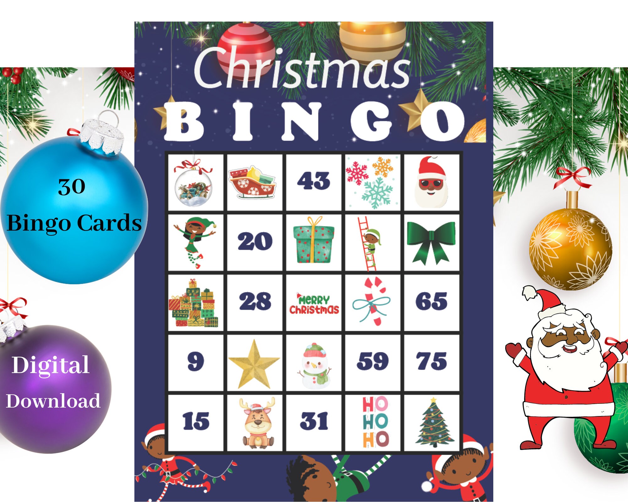 Christmas Bingo, Christmas Printable Bingo Cards, Christmas Party