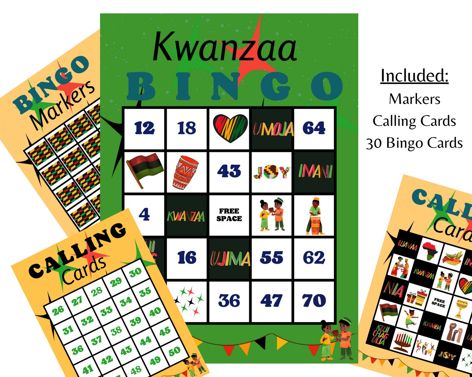 Kwanzaa Bingo, Kwanzaa Printable Bingo Cards, Kwanzaa Party Classroom