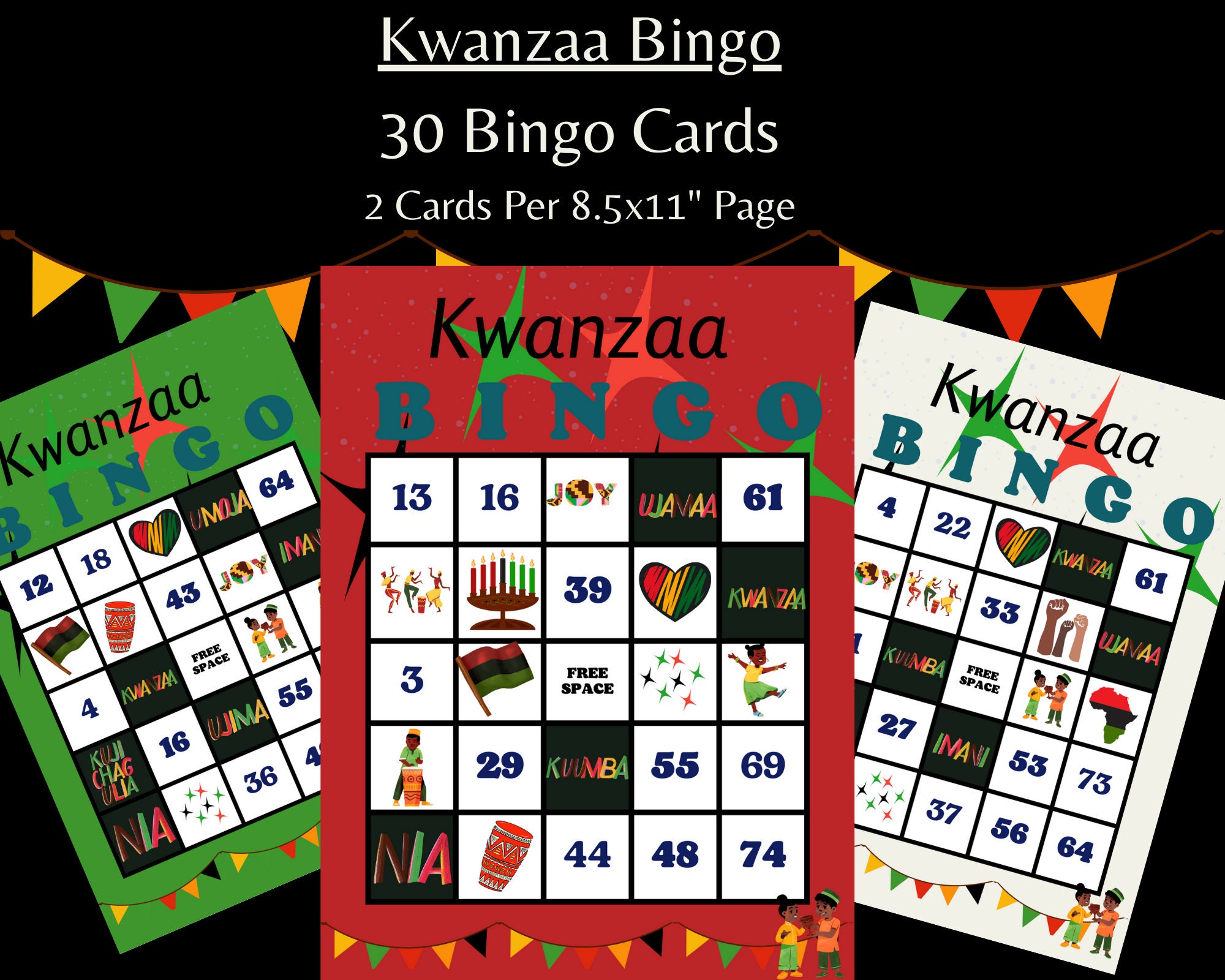 Kwanzaa Bingo Kwanzaa Printable Bingo Cards Kwanzaa Party Classroom Kwanzaa Bingo Kwanzaa Printable Bingo Cards Kwanzaa Party Classroom