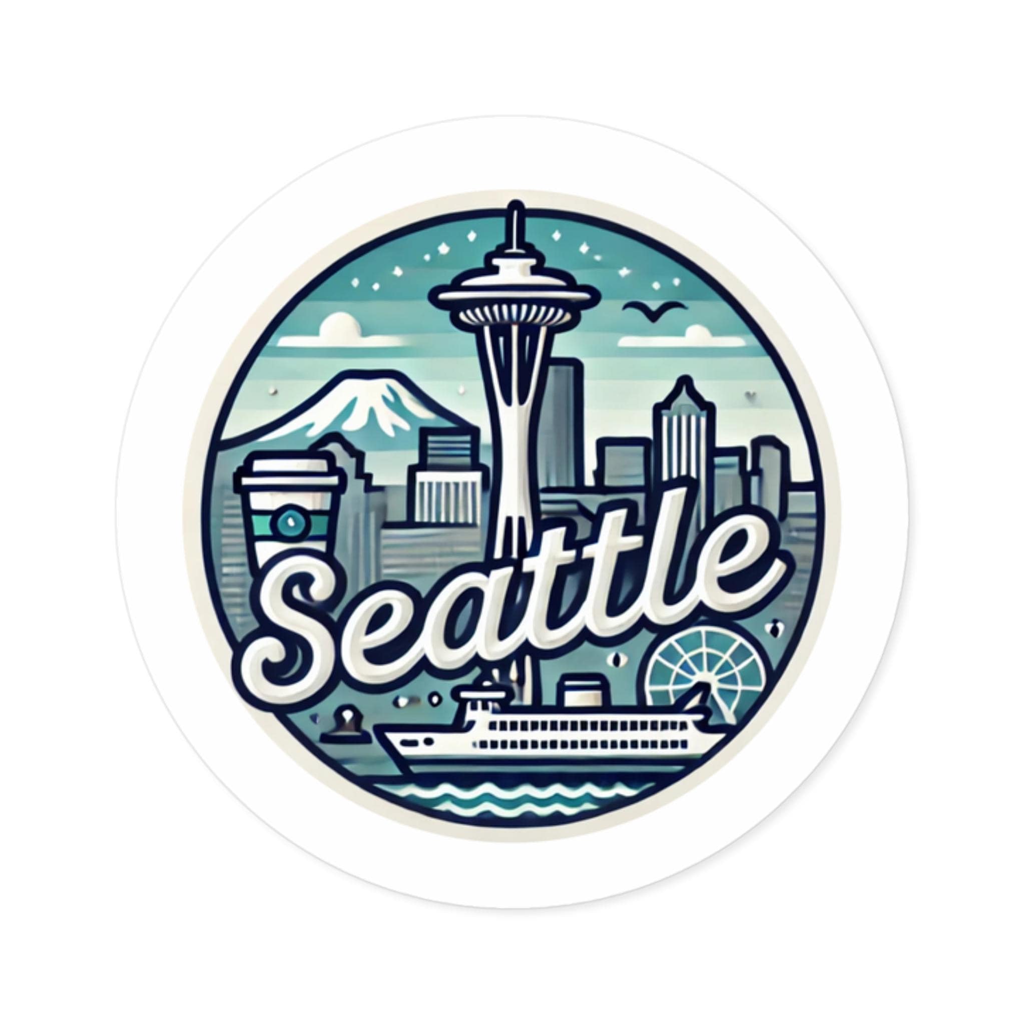 Seattle, Space Needle, Round Stickers, Indoor\Outdoor