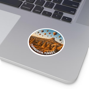 Cappadocia Adventure Round Vinyl Stickers, Travel Decor, Nature Lover Gifts, Air Balloon Souvenirs, Laptop Stickers, Home Decor