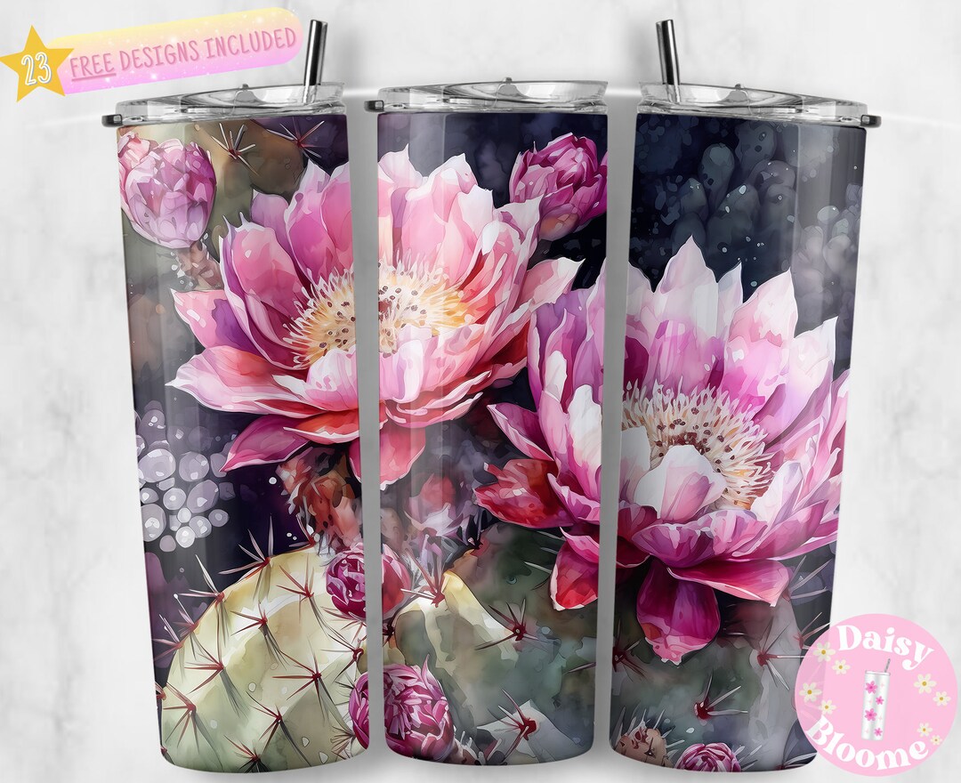 Cactus, Flowers, Succulent Plants 20 Oz Skinny Tumbler Sublimation ...