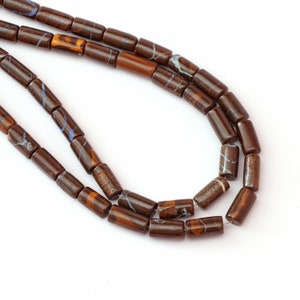 Boulder Opal Smooth Cylinder Beads, 13x6mm To 14x6.5mm, Boulder Opal Cyinder Jewelry Making Gemstone Beads, 8 Inch/ 16 Inch Strand