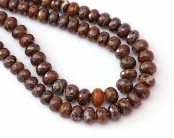 Natural Boulder Opal Faceted Rondelle Beads: 5-11.5mm, 8/16 Inch Strand