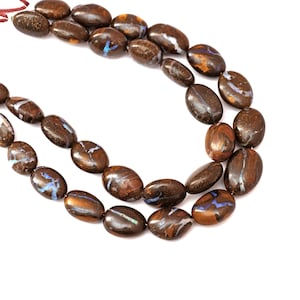 Natural Boulder Opal Smooth Tumble Beads Bracelet, 9x11 mm To 11x14 mm, Boulder Opal Jewelry Making Gemstone Bracelet, 8 Inch Bracelet