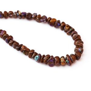 Natural Boulder Matrix Opal Smooth Nuugets Beads, Brown Boulder Opal Chips and Nuggets Jewelry Making Gemstone Beads, 16 Inch Full Strand