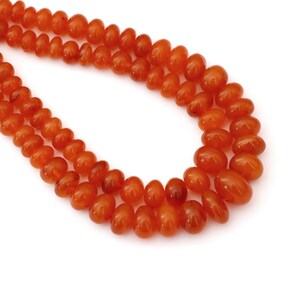 Carnelian Smooth Rondelle Beads, 6 mm To 13 mm, Orange Carnelian Beads, Carnelian Jewelry Making Gemstone Beads, 16 Inch Strand