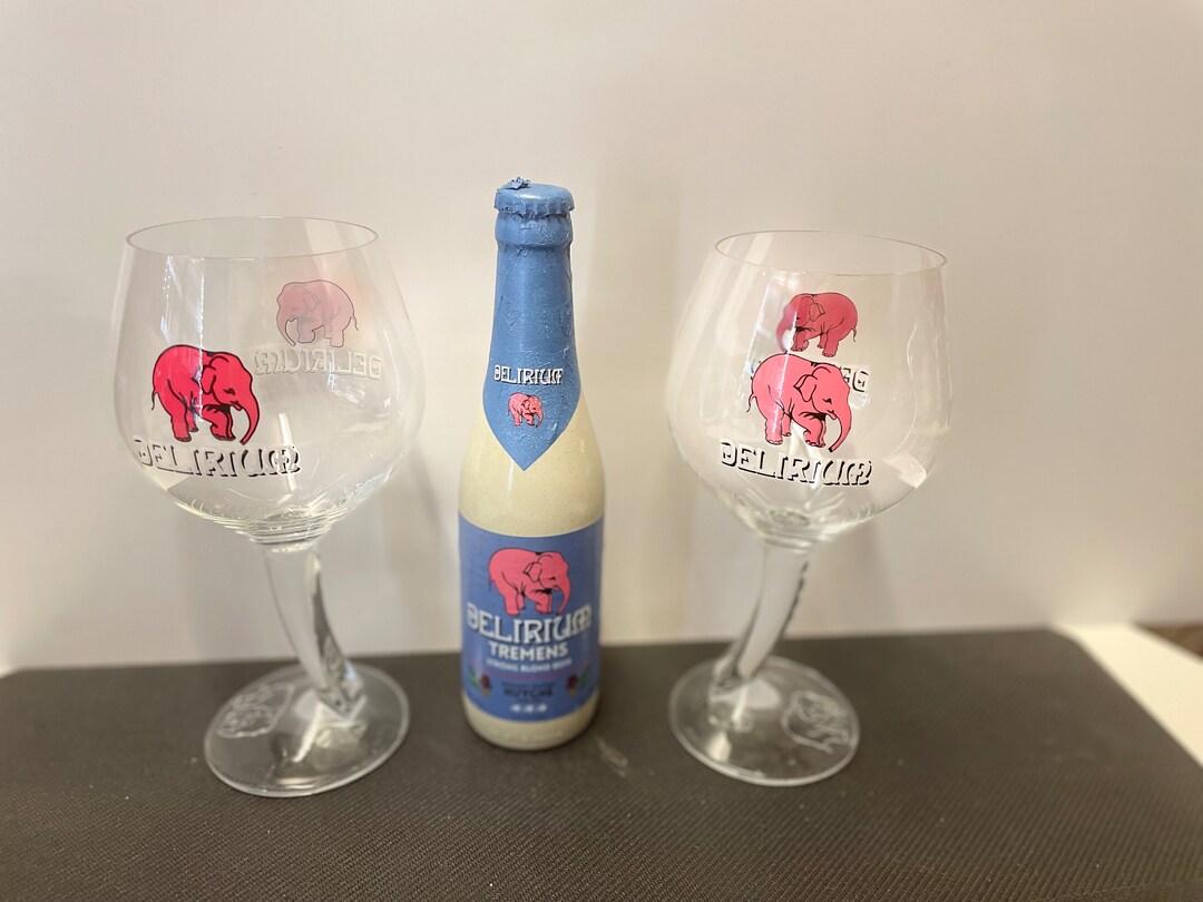 Delirium Tremens Beer Glasses 2 Original Vintage Beer Glasses Etsy