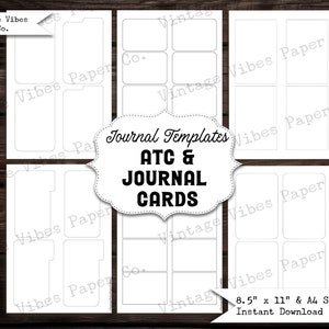 Afdrukbare ATC- en Journal-kaartsjablonen voor junkjournal, afdrukken op je eigen papier, digitale kit direct downloaden, afdrukbaar junkjournaal