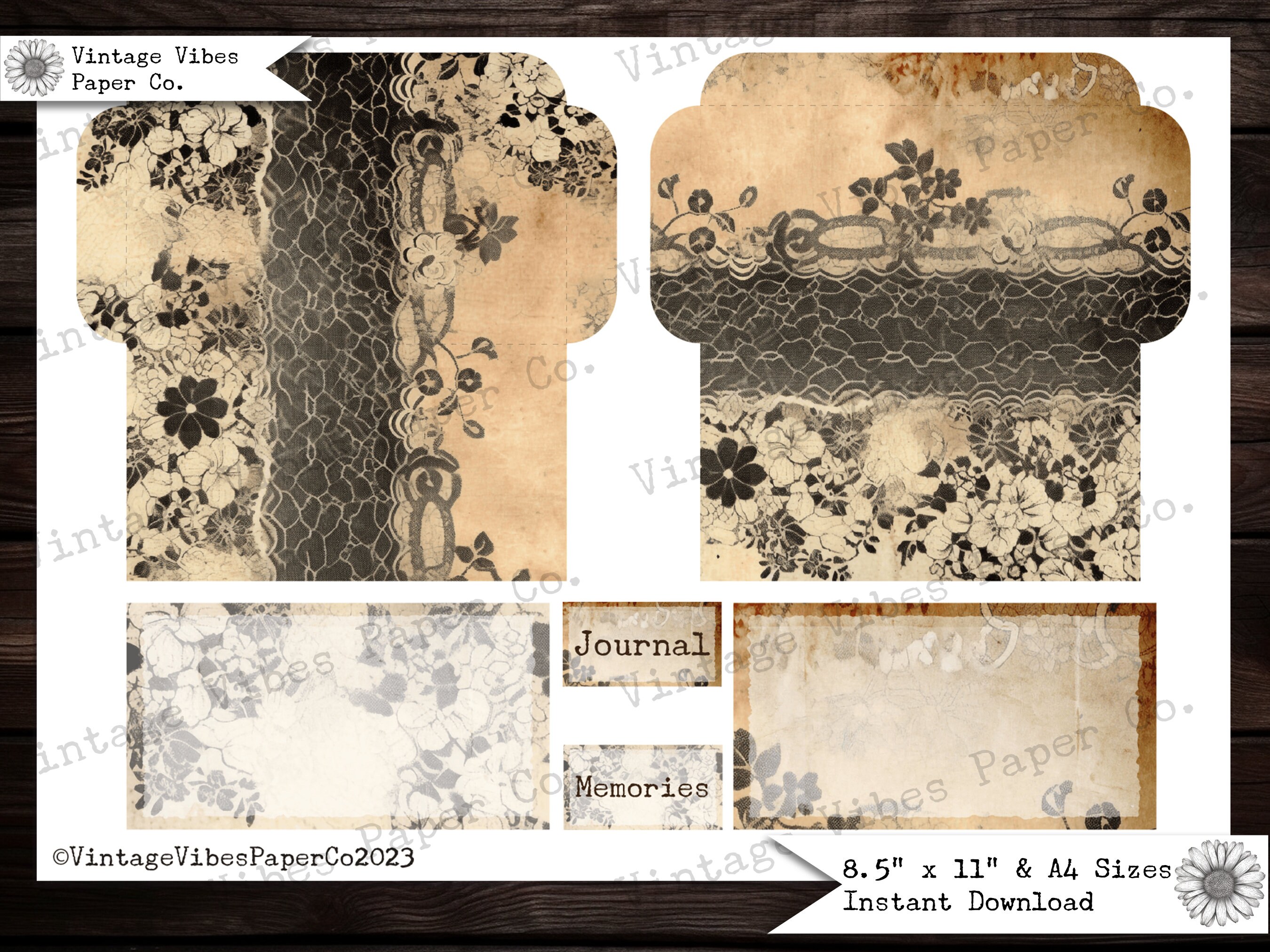 Grunge Lace Envelopes, Junk Journal Ephemera Envelopes, Inserts for ...