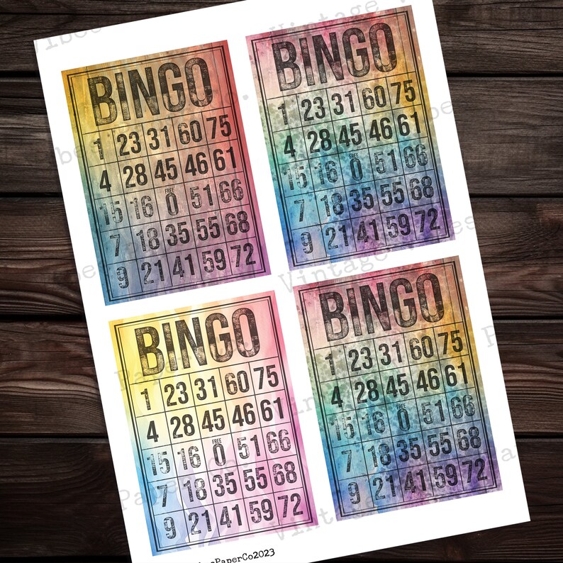 Junk Journal Ephemera Watercolour Grunge Bingo Cards, Printable Journal ...