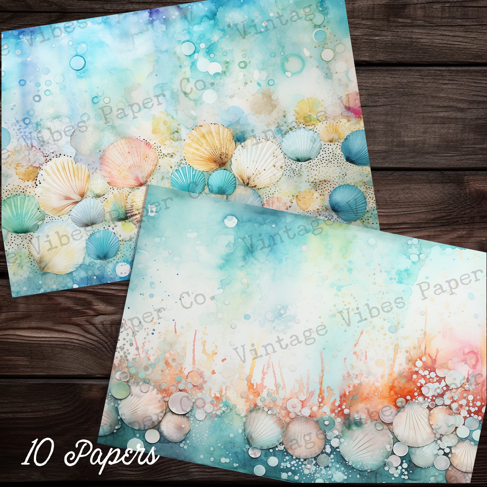 Junk Shells Mixed Media Sea Shells Junk Journal Papers, Instant Download Digital ...