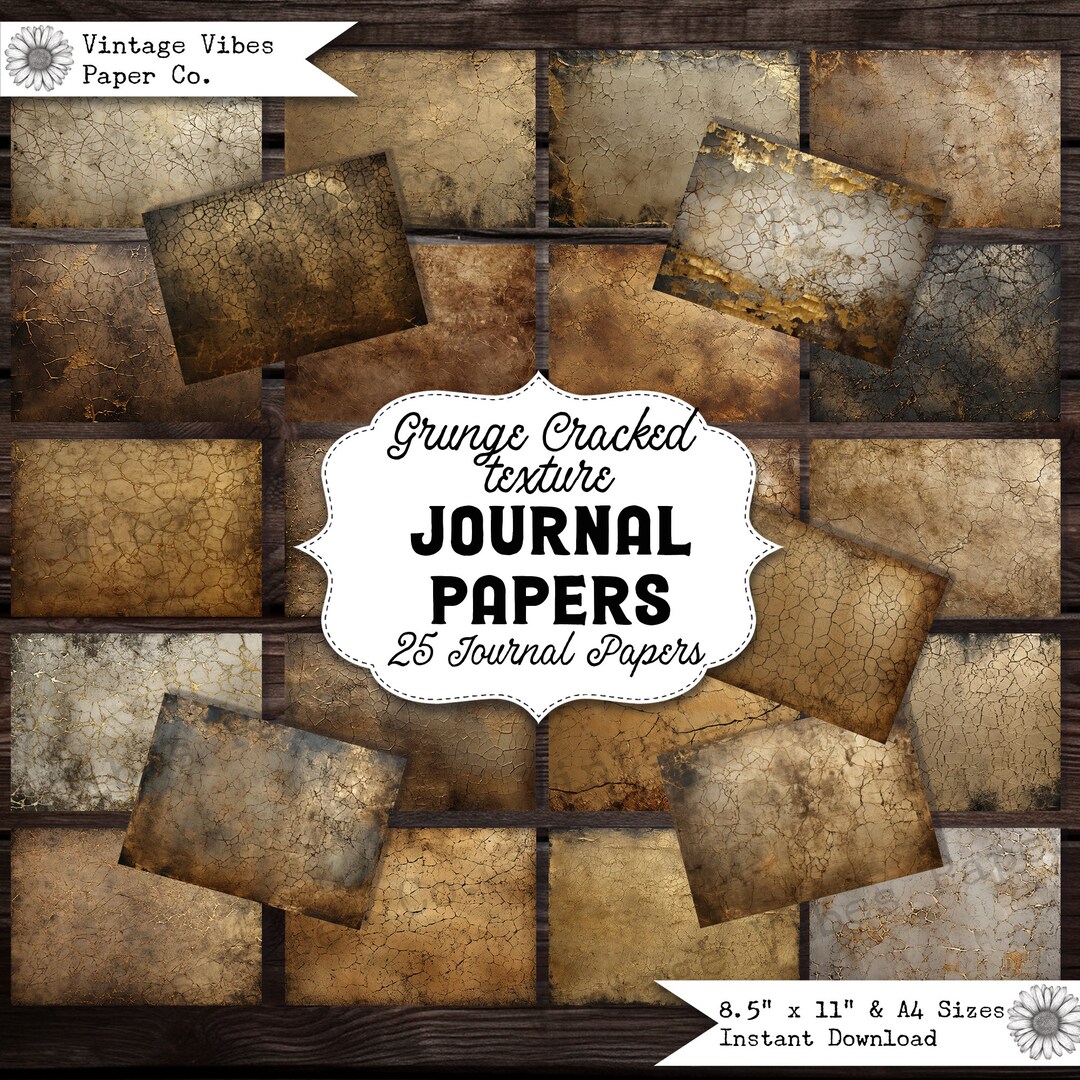 Grungy Junk Journal Background Papers, Grunge Cracked Texture Collage ...