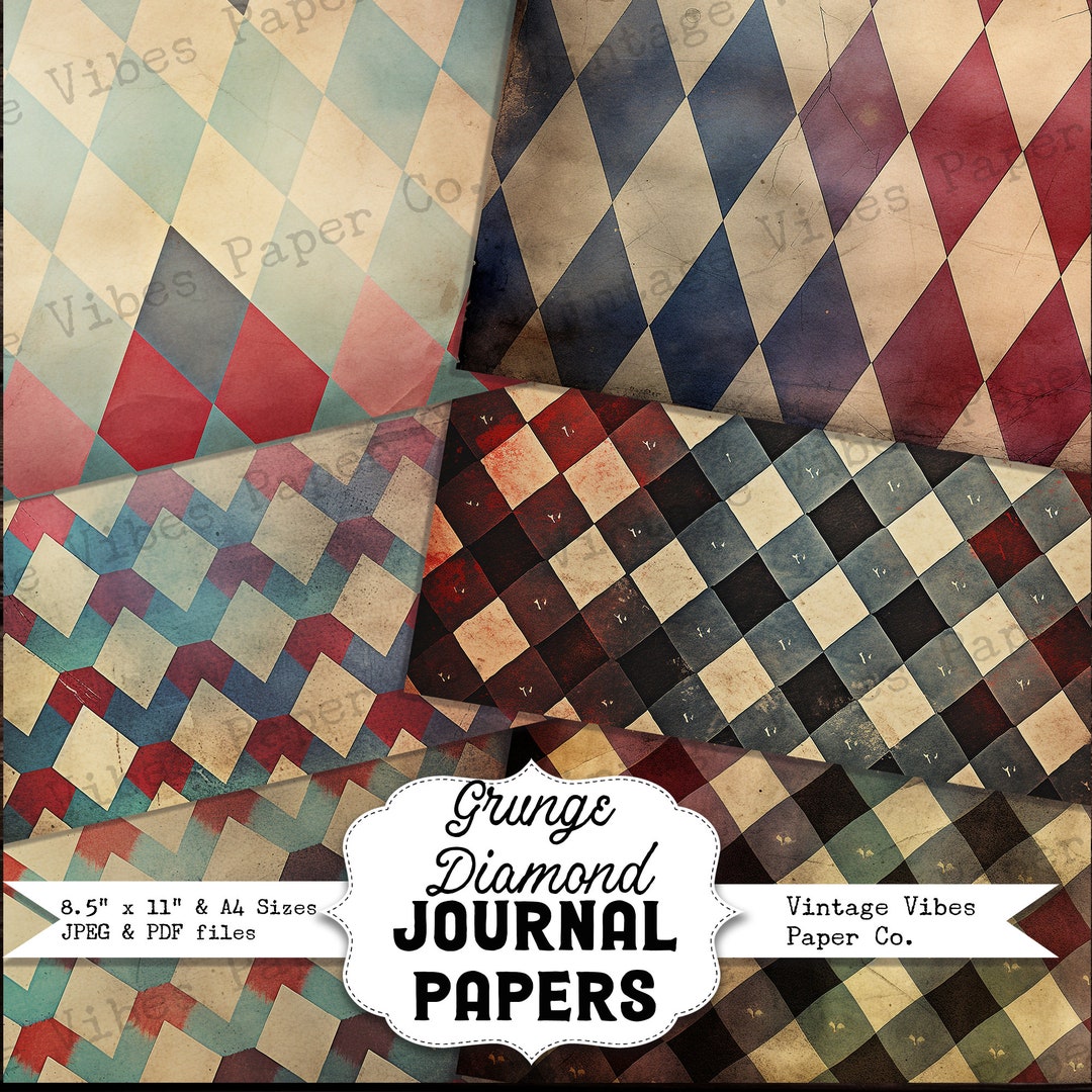 Grunge Diamonds Junk Journal Papers Layered Grungy Digital Pages ...