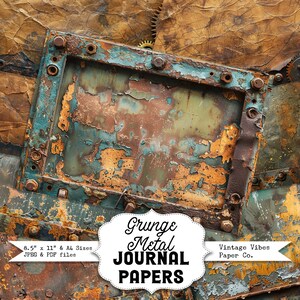 grunge Metal textured industrial style junk journal background papers, mixed media digital collage papers for art journals and crafts