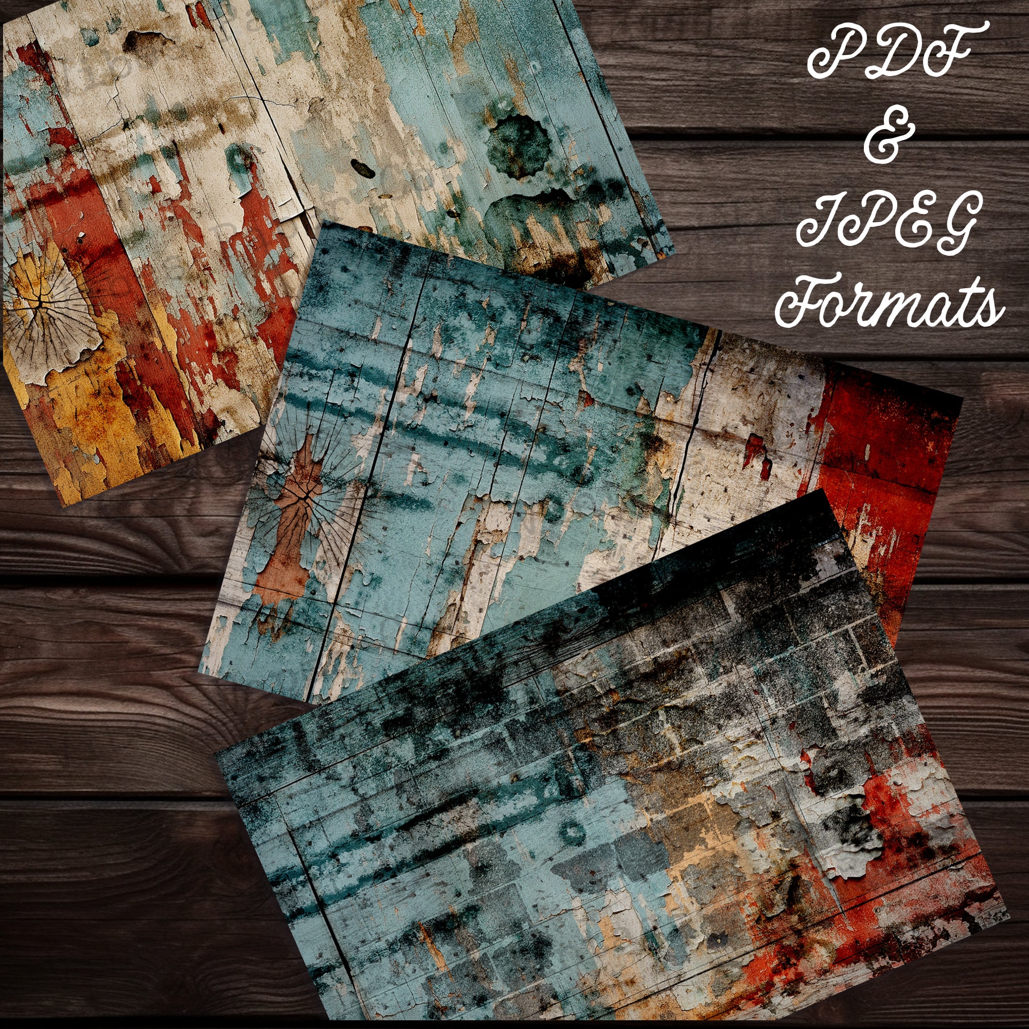 Junk Journal Printable Papers Grunge Peeled Paint, Distress Mixed Media ...