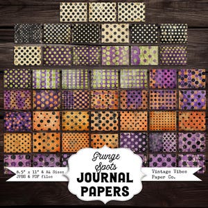 Grunge Shabby spotty backgrounds bundle of Junk journal digital papers, grungy dotty mixed media background papers, scrapbooking 50 pages