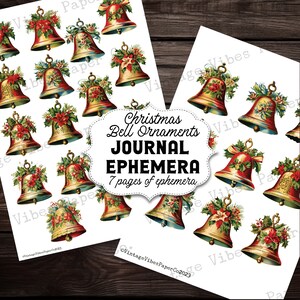Junk Journal ephemera vintage Christmas bells, victorian style junk journal ephemera, digital junk journal kit, vintage christmas fussy cut