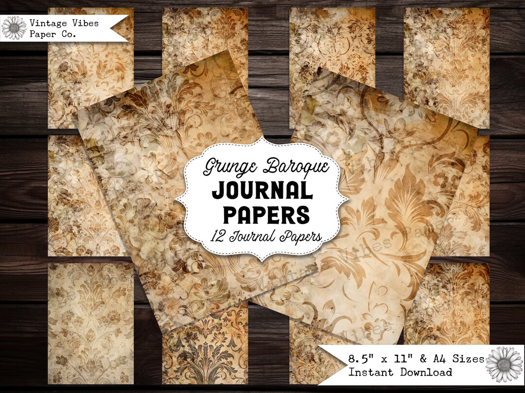 Junk Journal Papers Grunge Baroque Neutral, Textured Vintage Junk ...