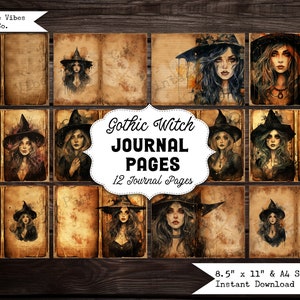 Gothic witch junk journal pages, gothic junk journal kit instant download printable junk journal paper, halloween junk journal, gothic paper