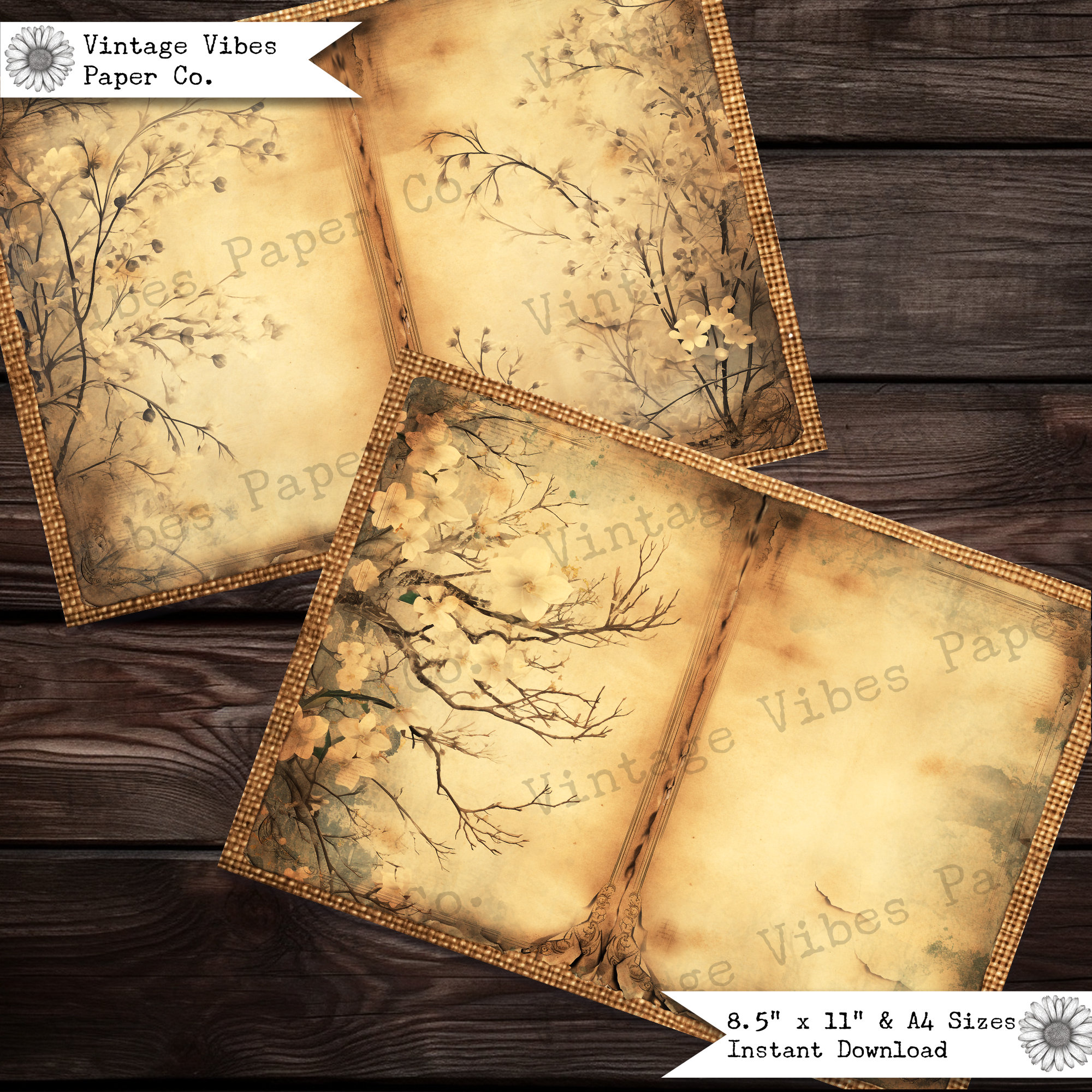 Junk Journal Pages Printable, Grunge Snowy Trees, Festive Winter ...