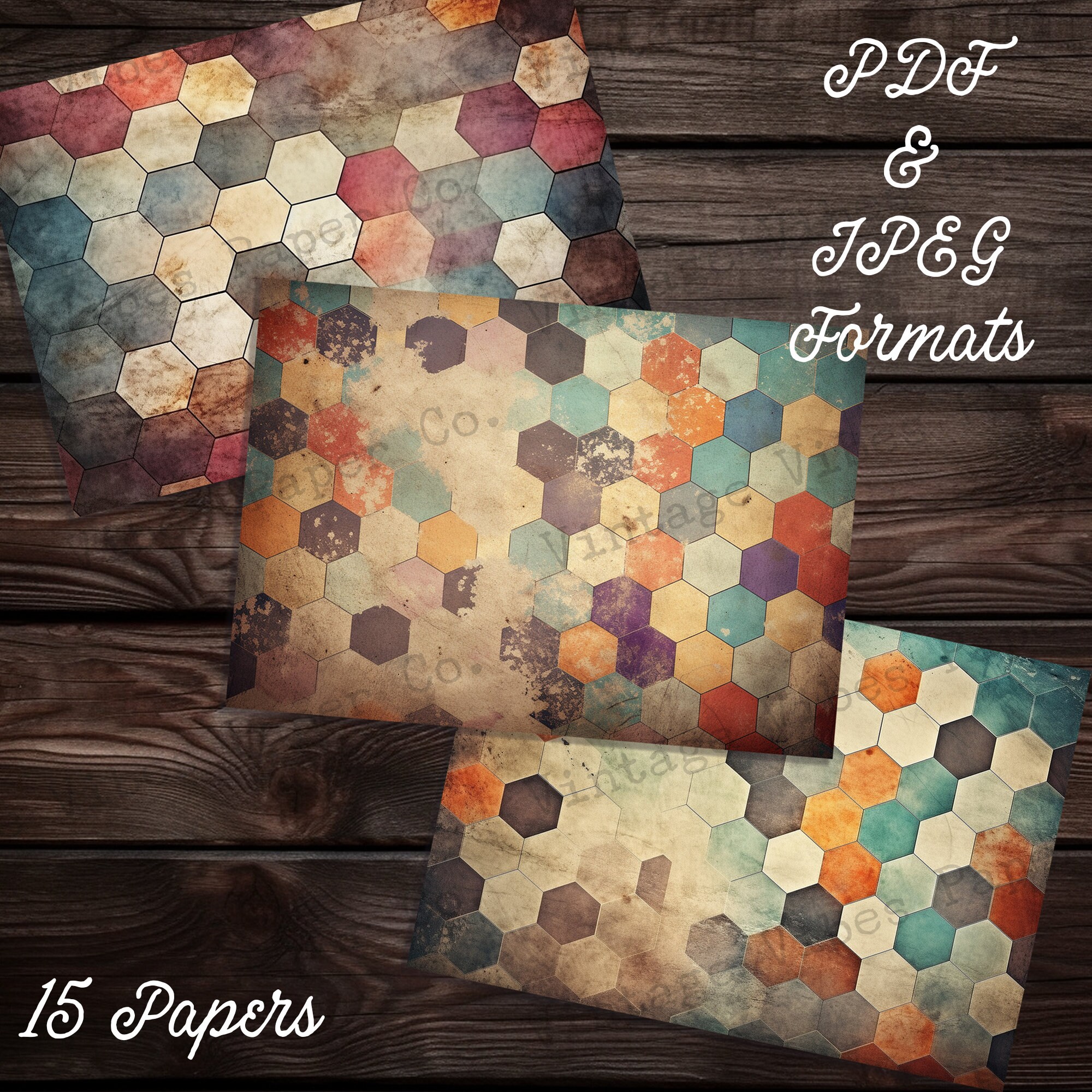 Grunge Tiles Junk Journal Digital Paper Pack, Instant Download ...