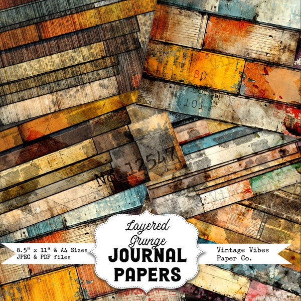 Grunge junk journal papers layered grungy digital pages, printable collage mixed media papers, industrial grunge metal texture backgrounds