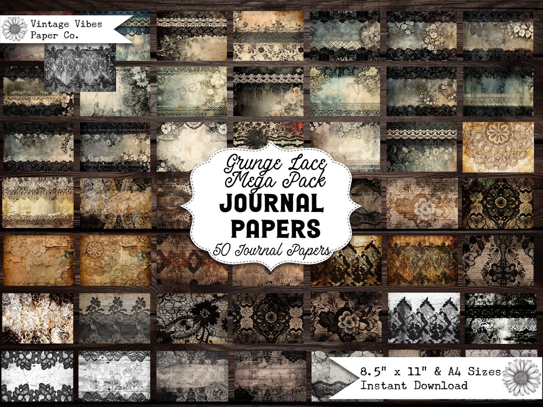 Junk Journal Kit Gothic Grunge Lace, Textured Grungy Lace Digital Junk ...