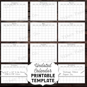 Diário de lixo para impressão Modelos de calendário sem data, imprima em seus próprios papéis, download instantâneo de kit digital, diário de lixo para impressão