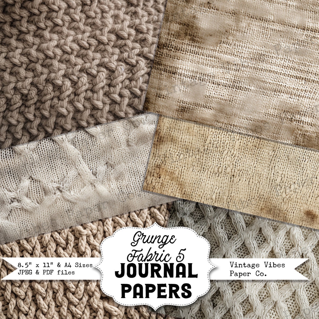 Fabirc Paper Grungy Fabric Digital Printable Papers for Junk Journal, Textured ...