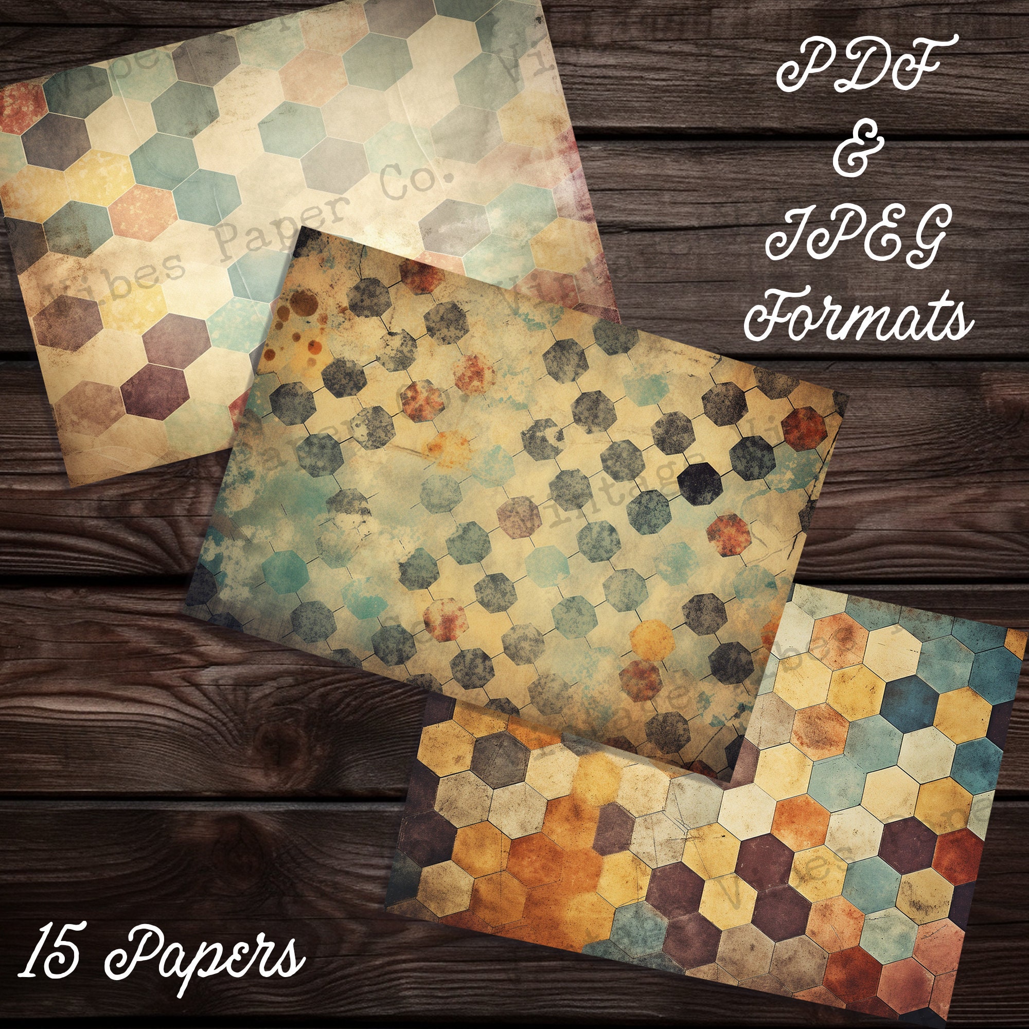 Grunge Tiles Junk Journal Digital Paper Pack, Instant Download ...