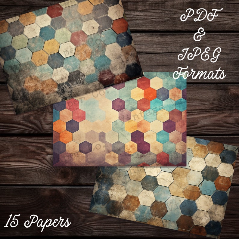Grunge Tiles Junk Journal Digital Paper Pack, Instant Download ...
