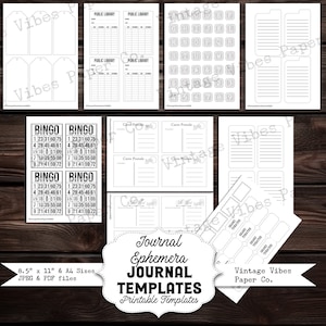 Junk Journal druckbare Ephemera Vorlagen, DIY Druck auf Ihren eigenen Papieren, digitales Kit sofortiger Download, druckbares Junk Journal Handwerk