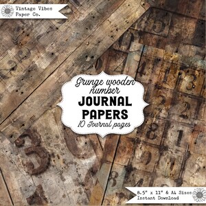Papel de diario basura, Papel de números de madera grunge, Papeles de fondo de collage de medios mixtos texturizados, Kit de papel de diario basura imprimible digital