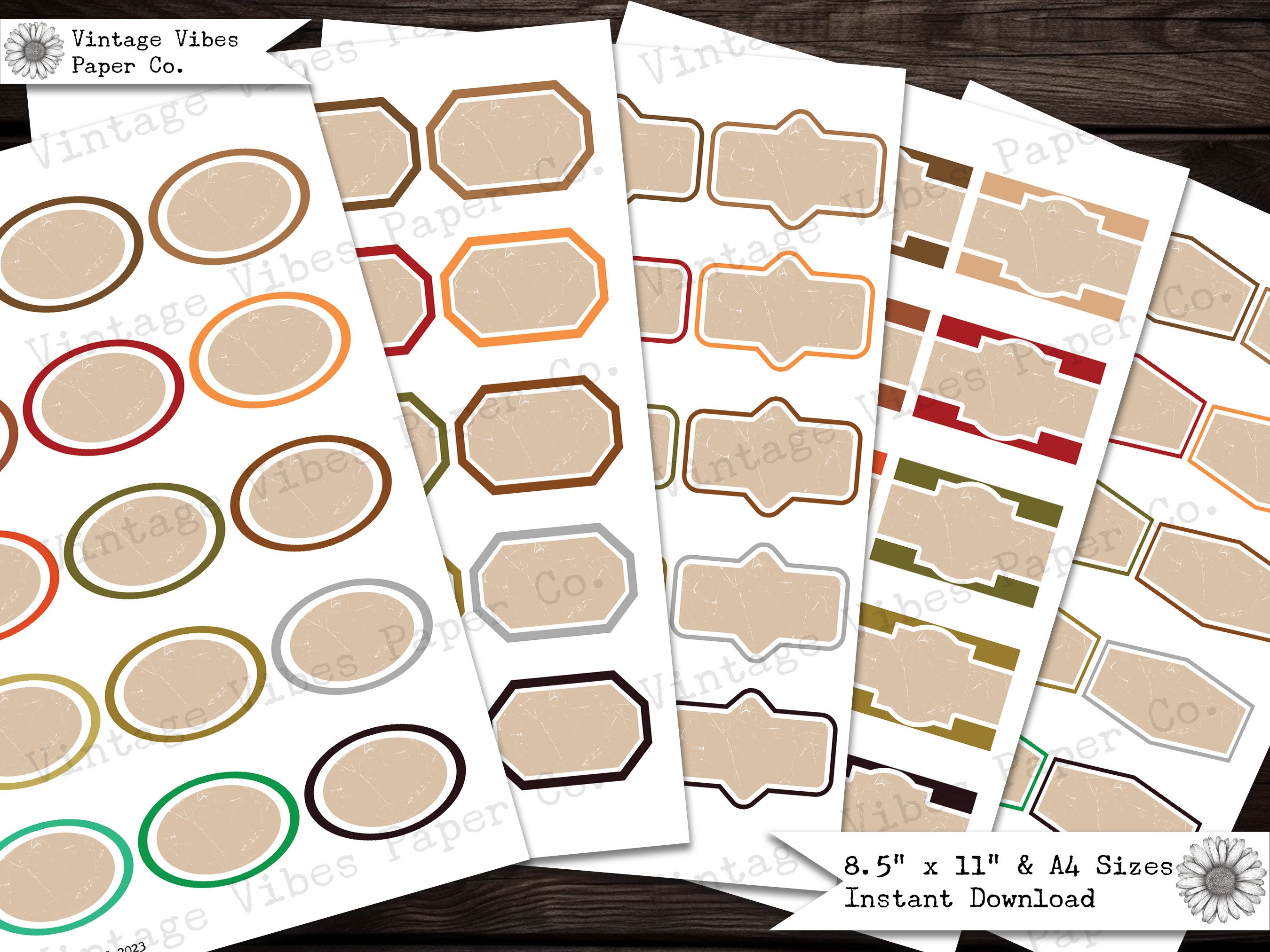 Junk Journal Labels Blank, Vintage Style Plain Junk Journal Labels, 12 ...